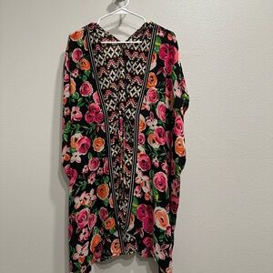 Floral Kimono with Vibrant Patterns,small,oversized,coverup,beach,pool,boho